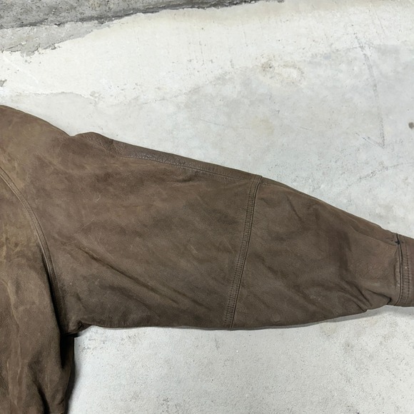 MENS VINTAGE LEATHER JACKET BROWN FULL ZIP COLLAR BUTTON‎ POCKETS STYLE 4328 - Picture 2 of 10